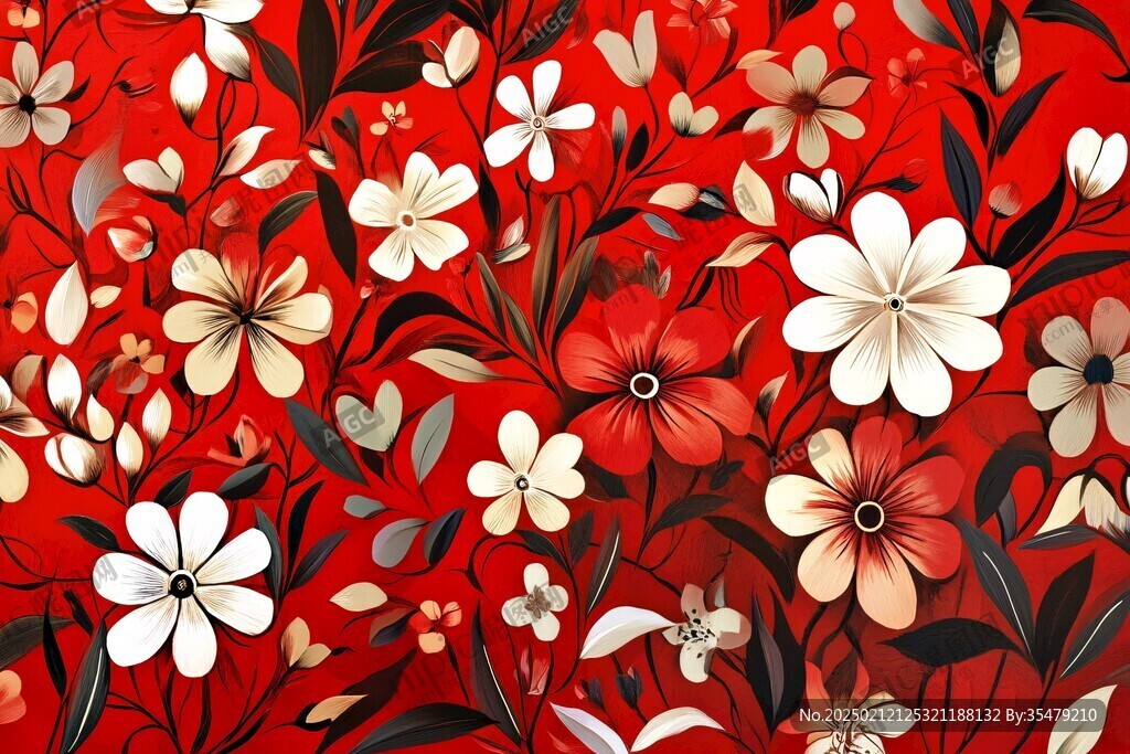 红色鲜花壁画