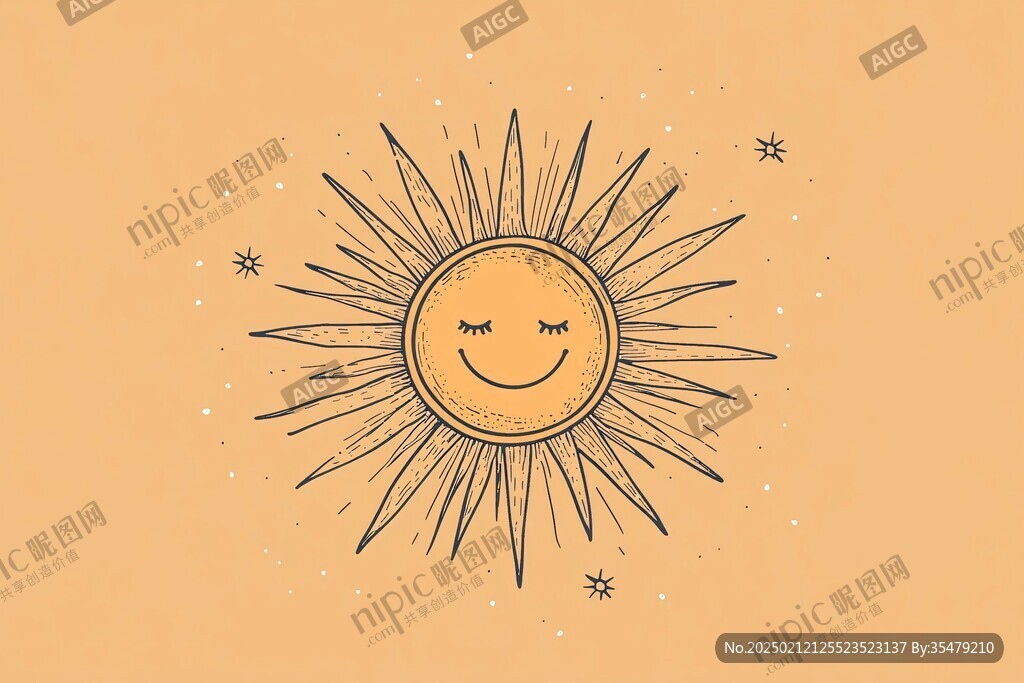 手绘太阳插画