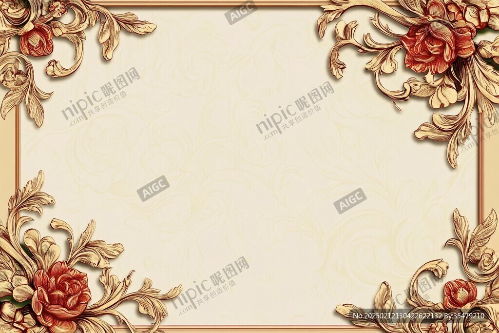 牡丹花线描金轻奢