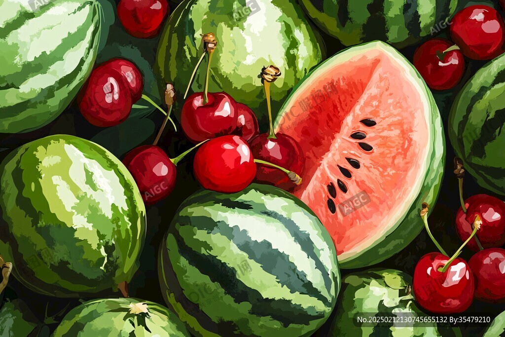 夏季水果美食插画