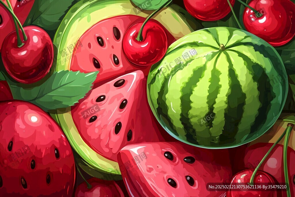 夏季水果美食插画