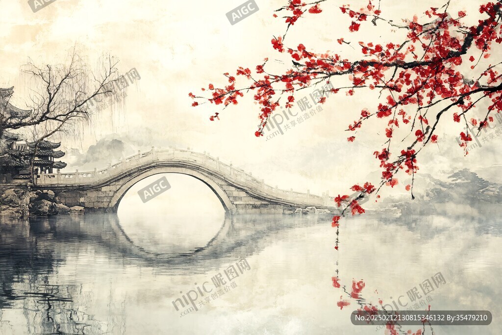 古桥插画