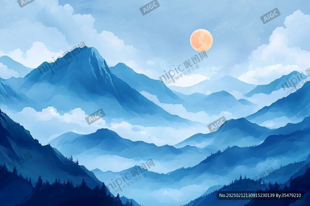 高山流云插画