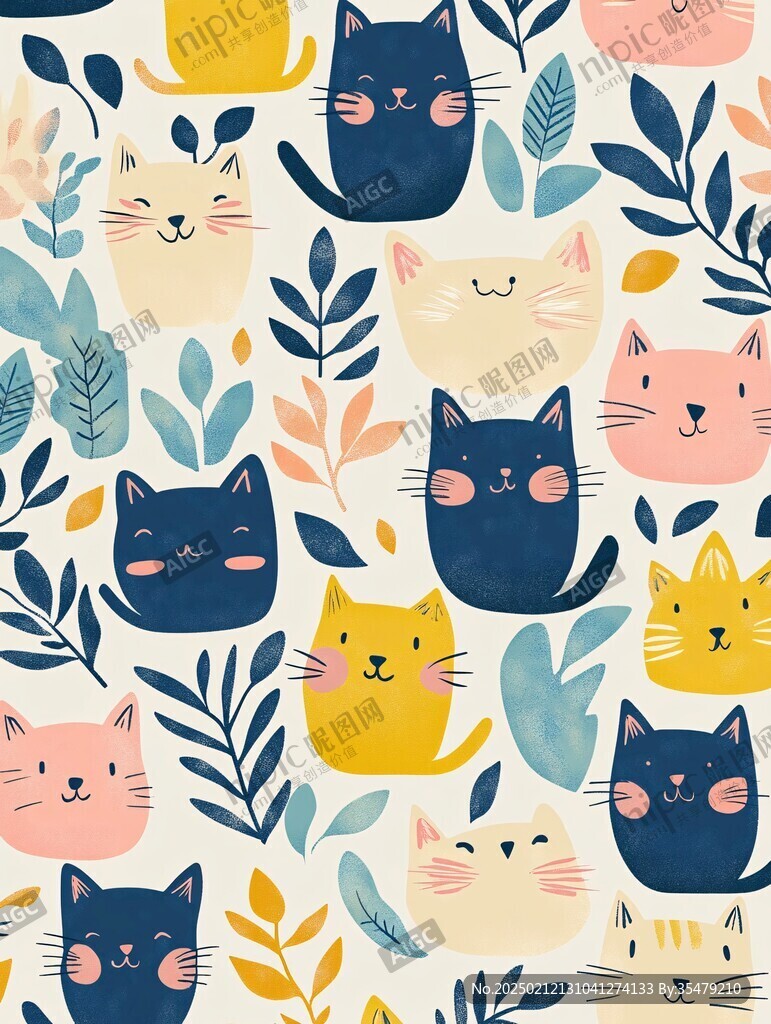 卡通猫咪图案背景