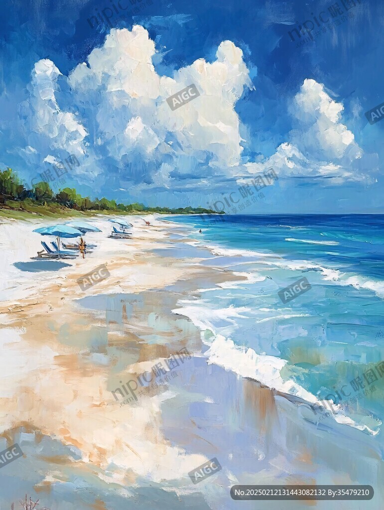 海天一色油画