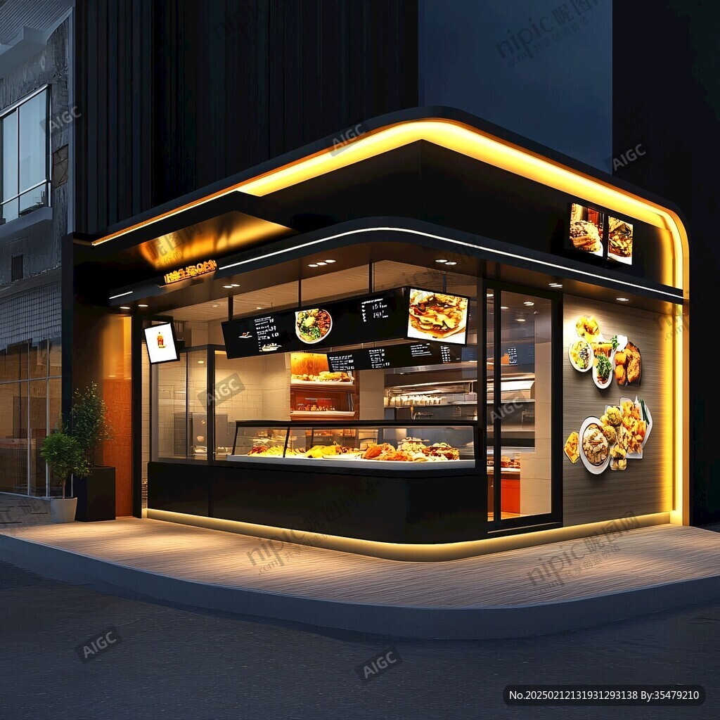 快餐店门头效果图