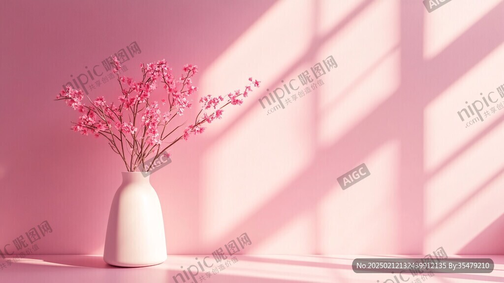 灯光下的花瓶