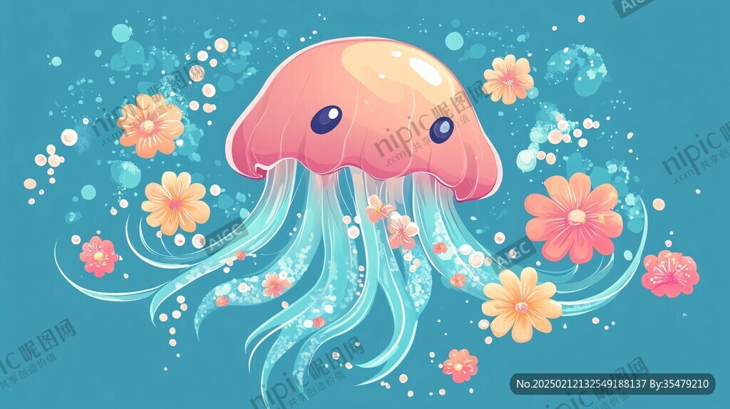 水母海洋插画