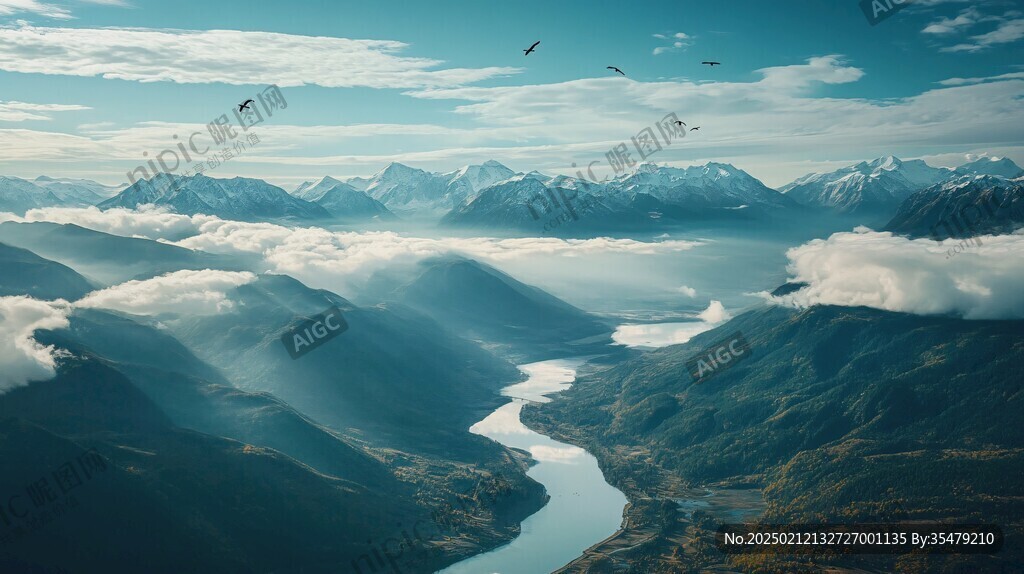 远山云雾高山大河