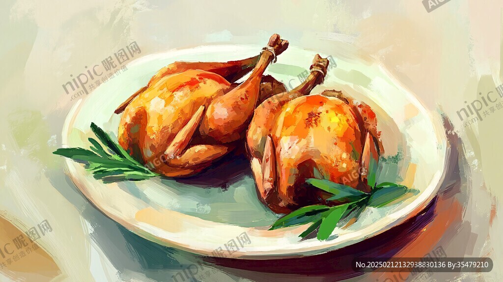 卤鸡插画