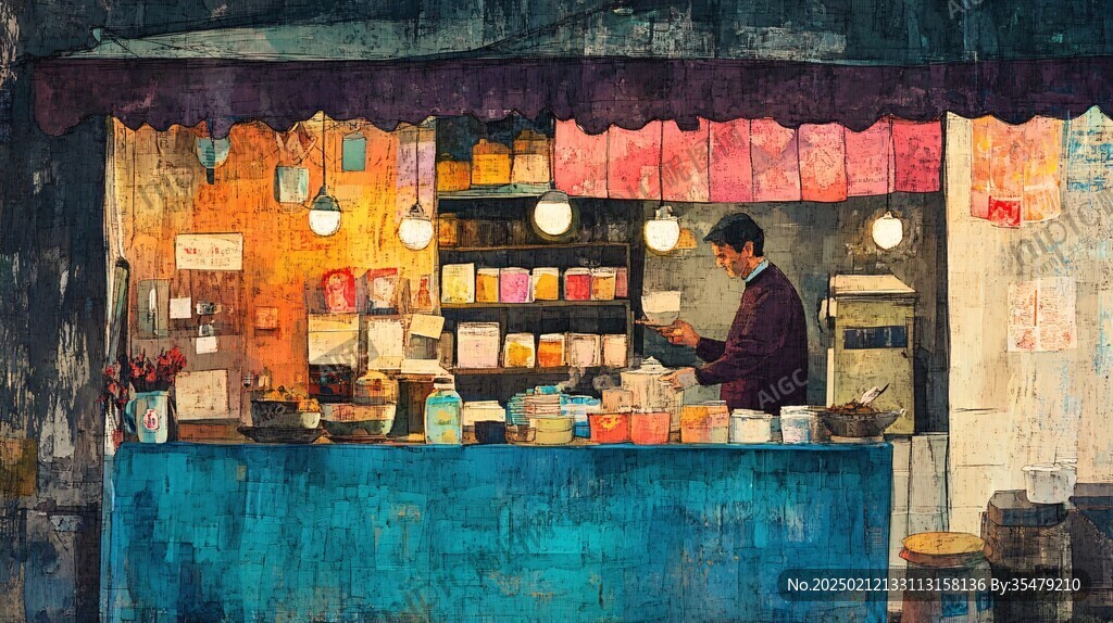 街边小店插画