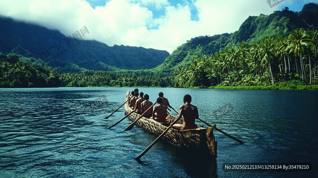 纤夫拉船场景