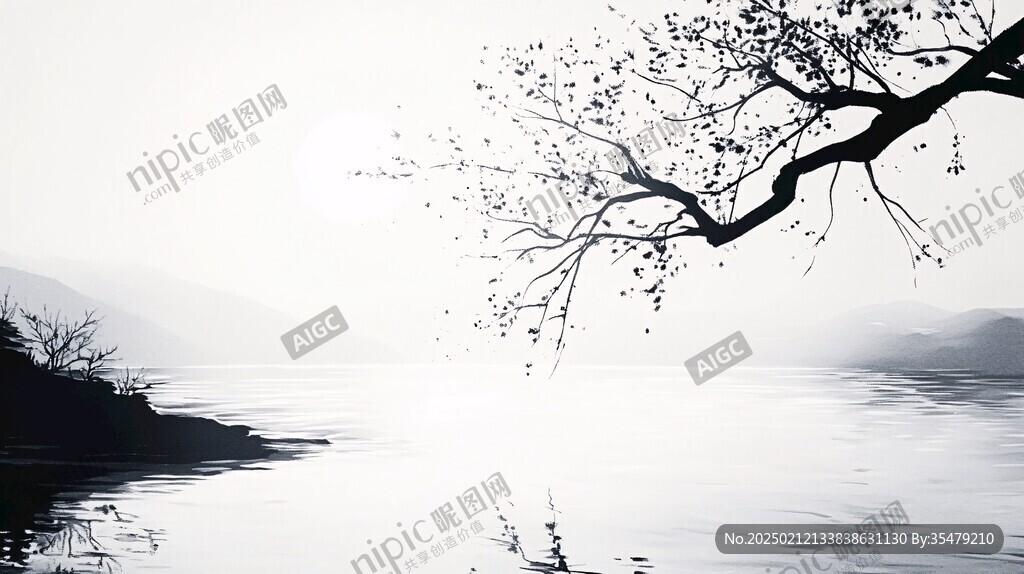 黄昏意境山水