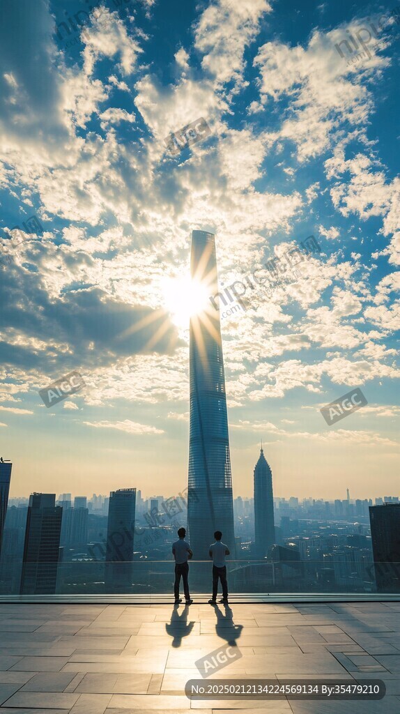 夕照天塔