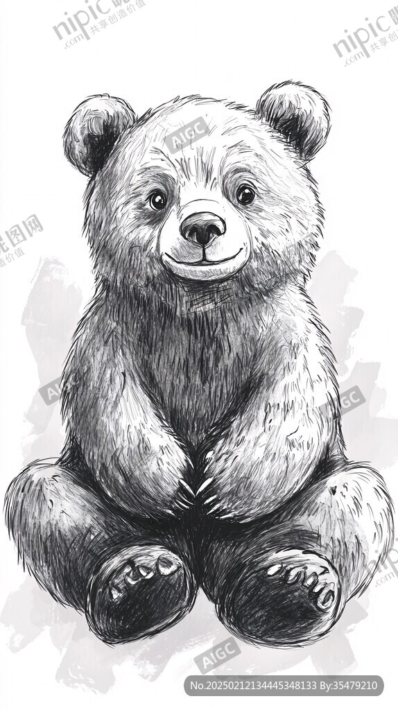 手绘熊插画