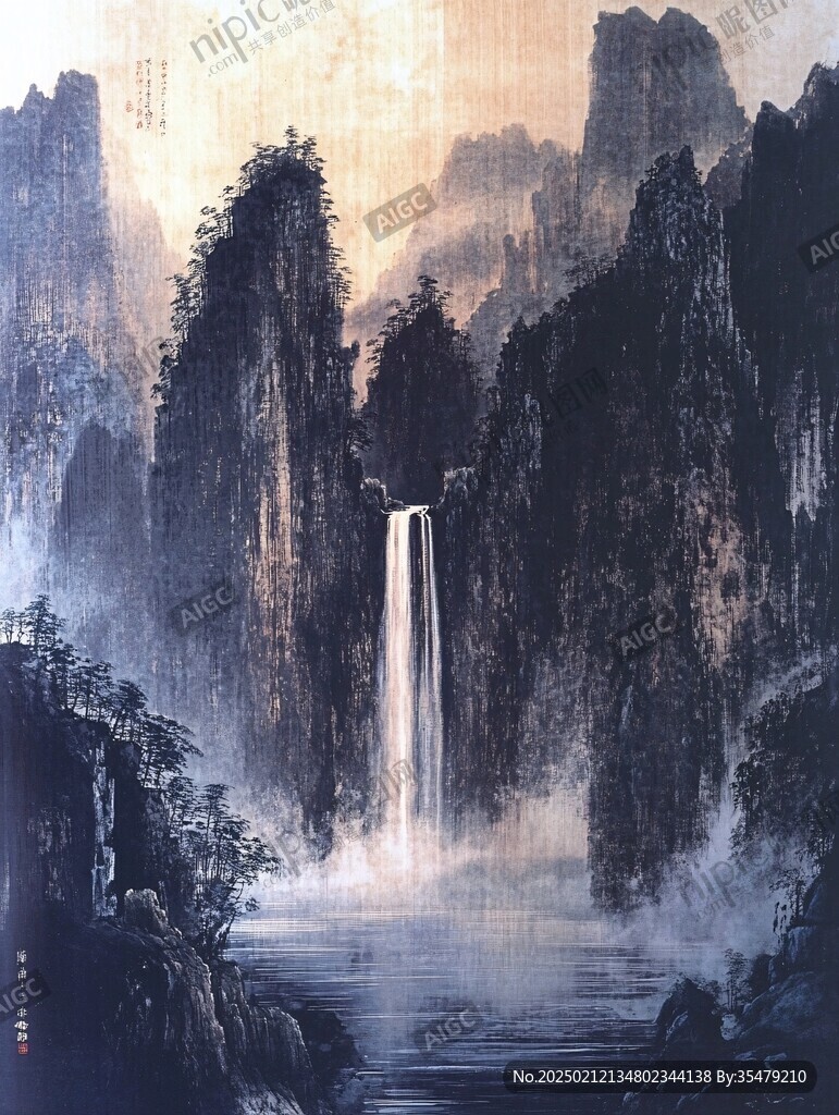 大型瀑布画