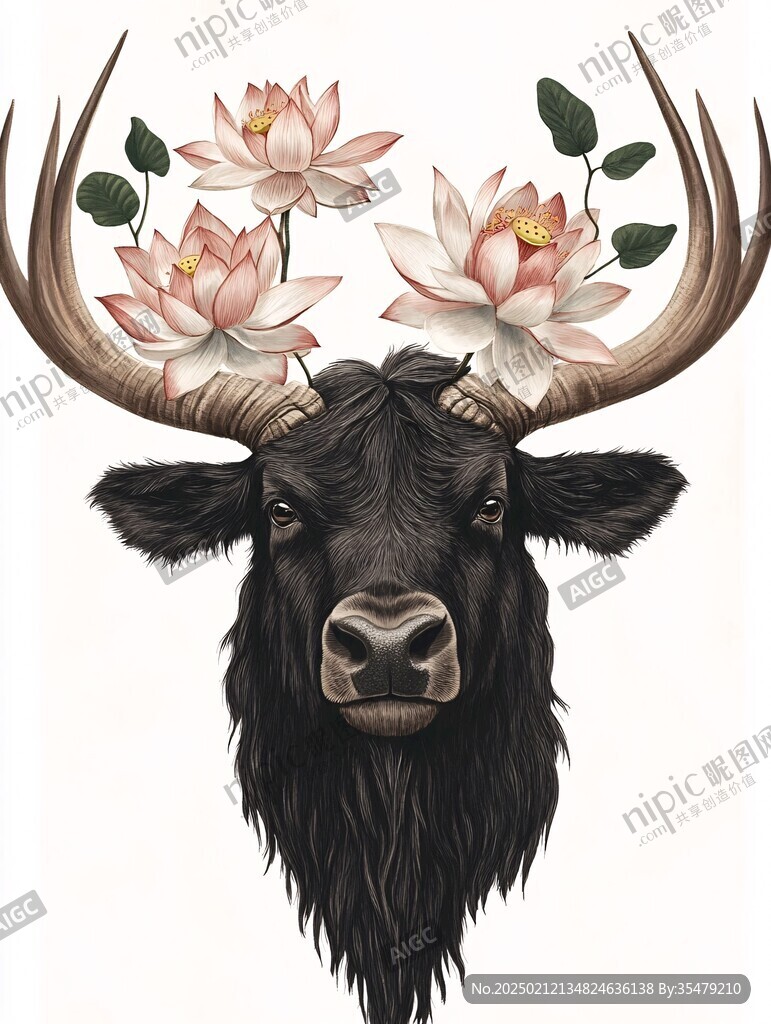 水牛角插画