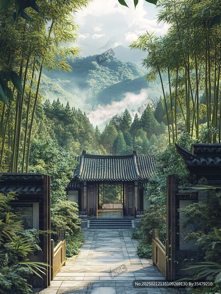 新中式意境竹林