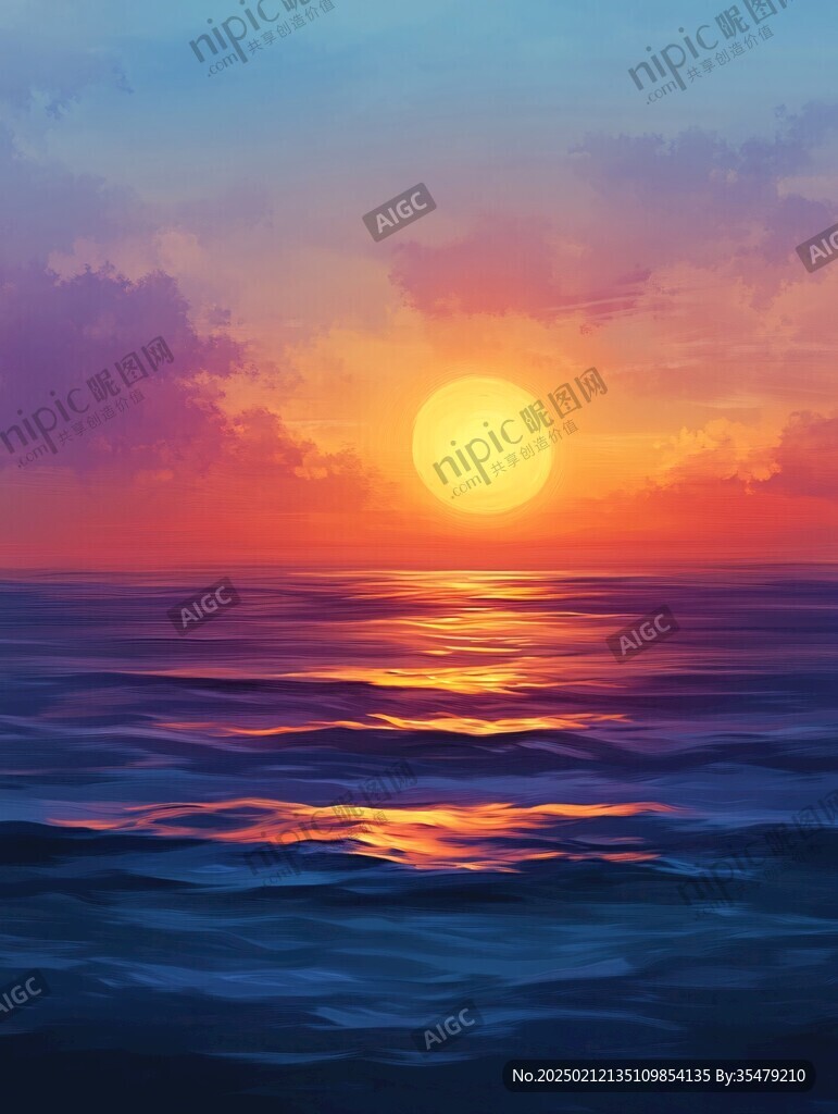 插画夕阳