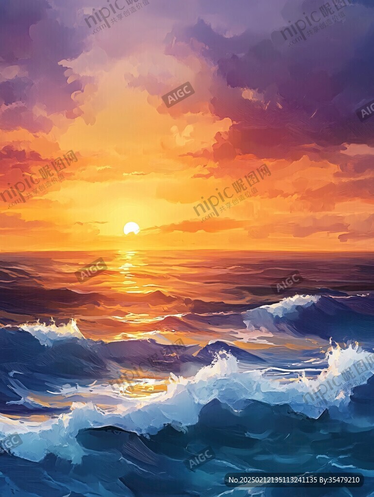 插画海平面
