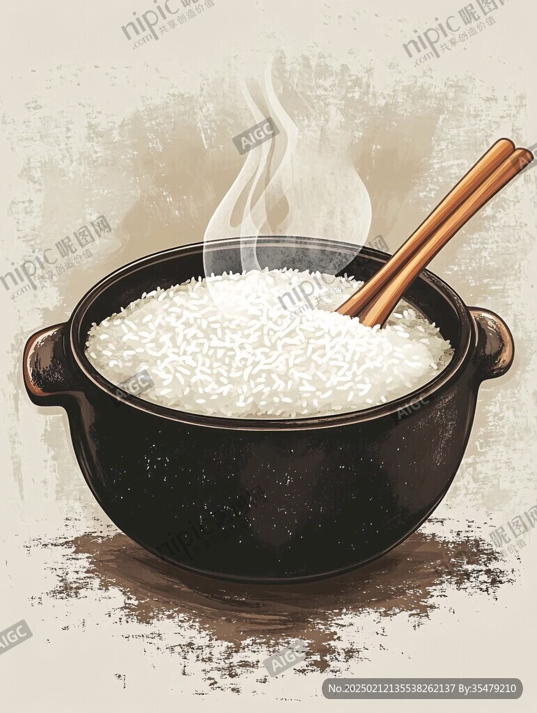 大米蒸煮插画