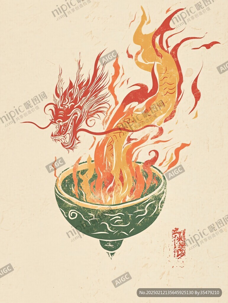 端午龙元素插画