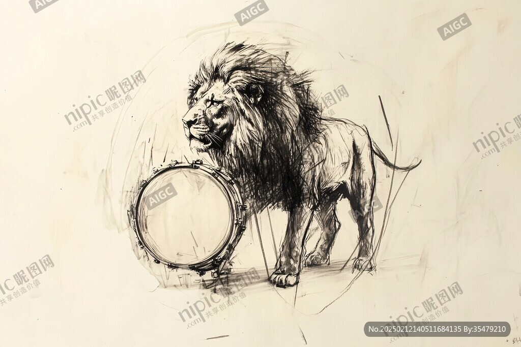 手绘雄狮