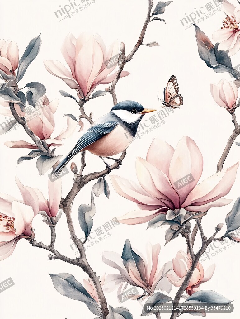 高清手绘花鸟壁纸
