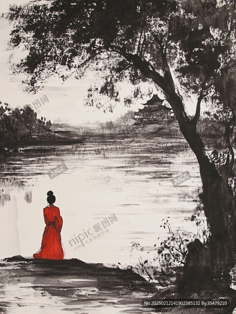 美术绘画精美禅意挂图