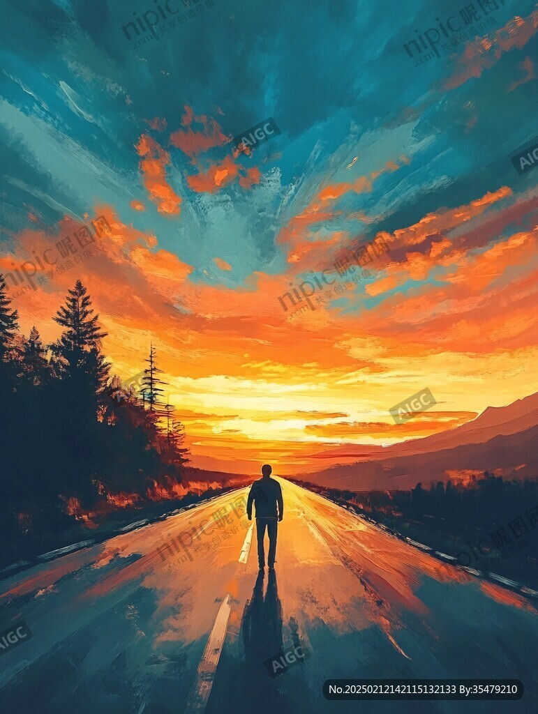 孤独背影插画