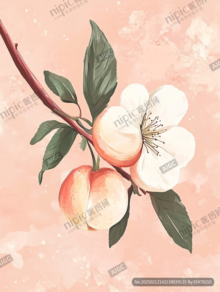 插画水蜜桃