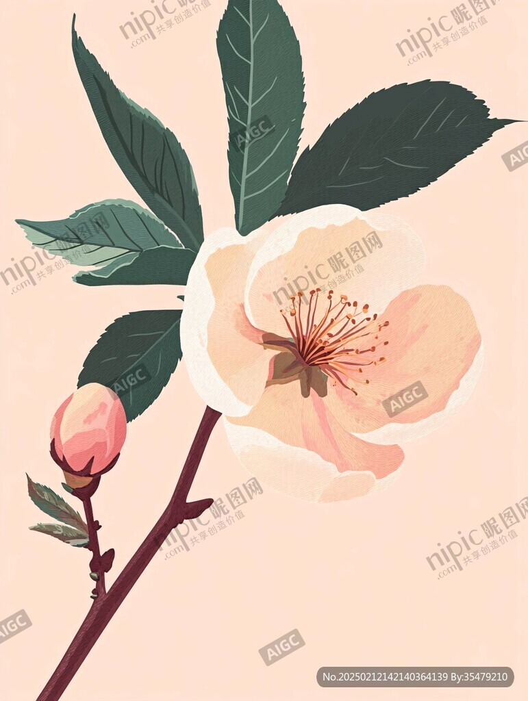 花朵树枝插画