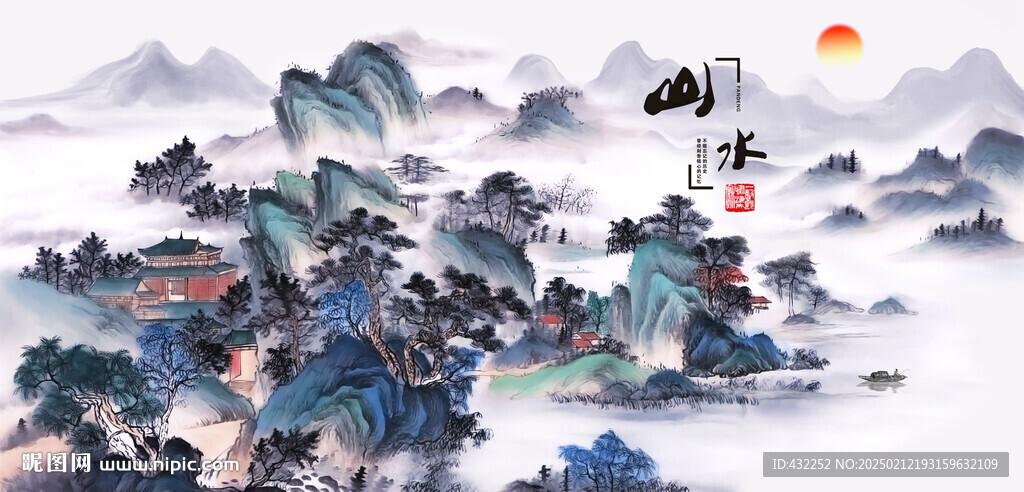 仿古山水画