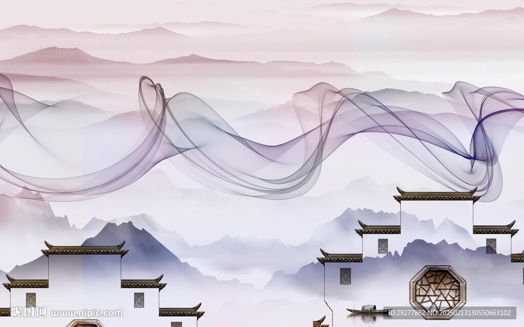 现代 意境中式山水 TIF分层