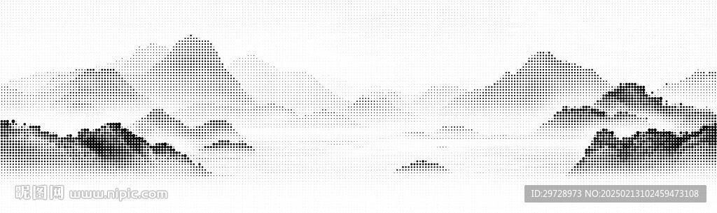 长幅大幅山水画镂空点状图