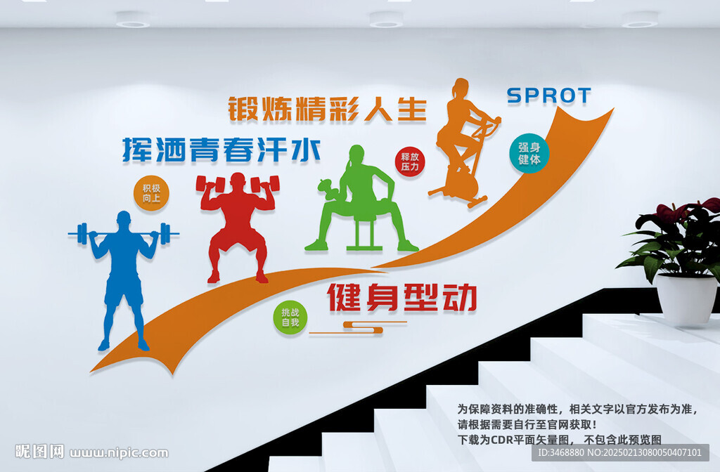 健身房楼梯文化墙