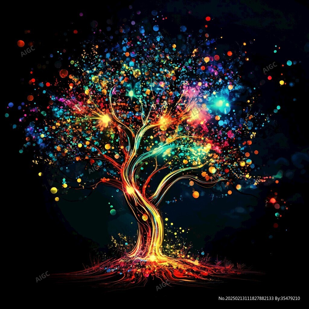 梦幻花纹大树