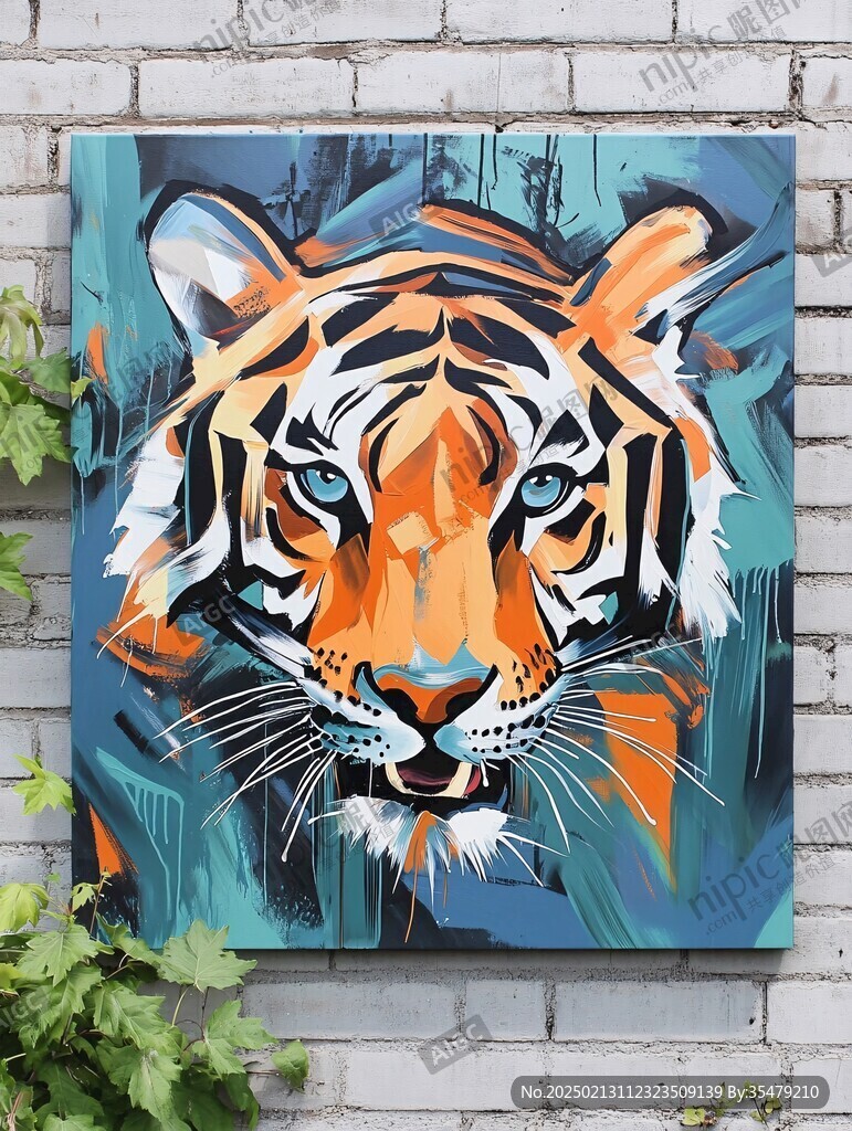 双虎壁画墙画