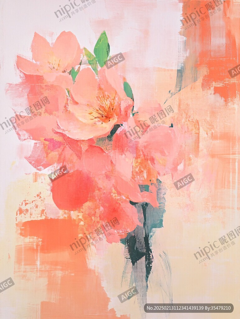 现代油画花