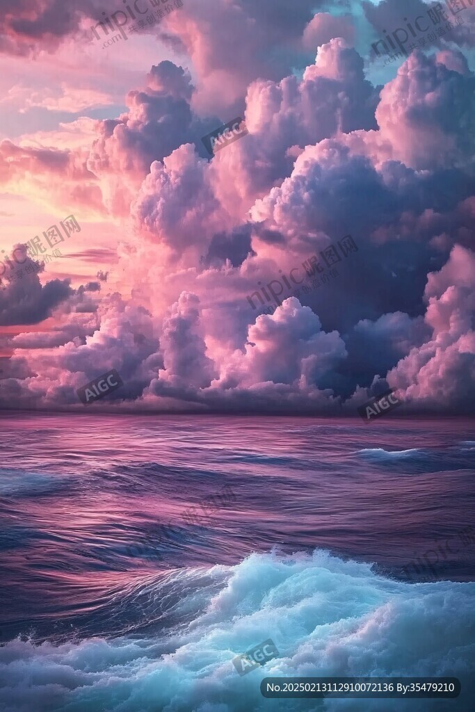 粉红色超现实海景