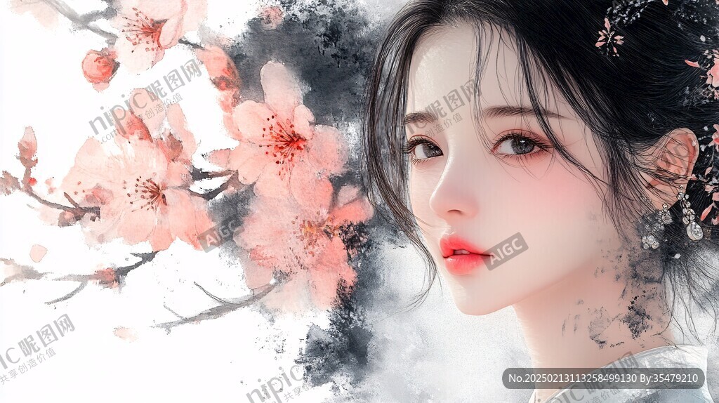 古风美女头像插画封面