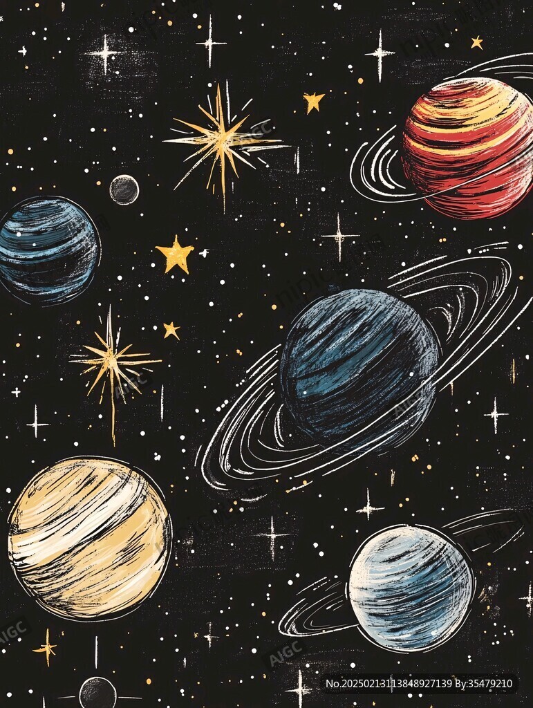 创意彩色缤纷宇宙插画