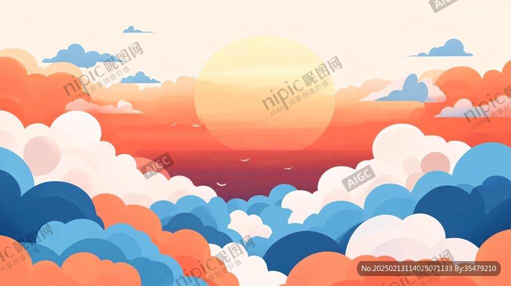 扁平风景插画