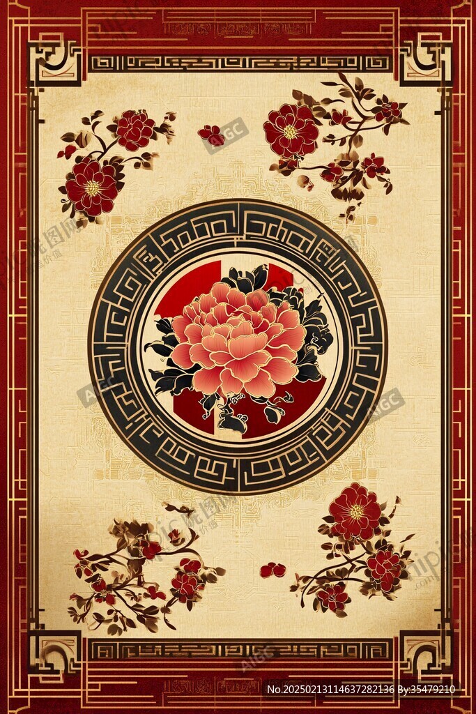 中式牡丹花花纹