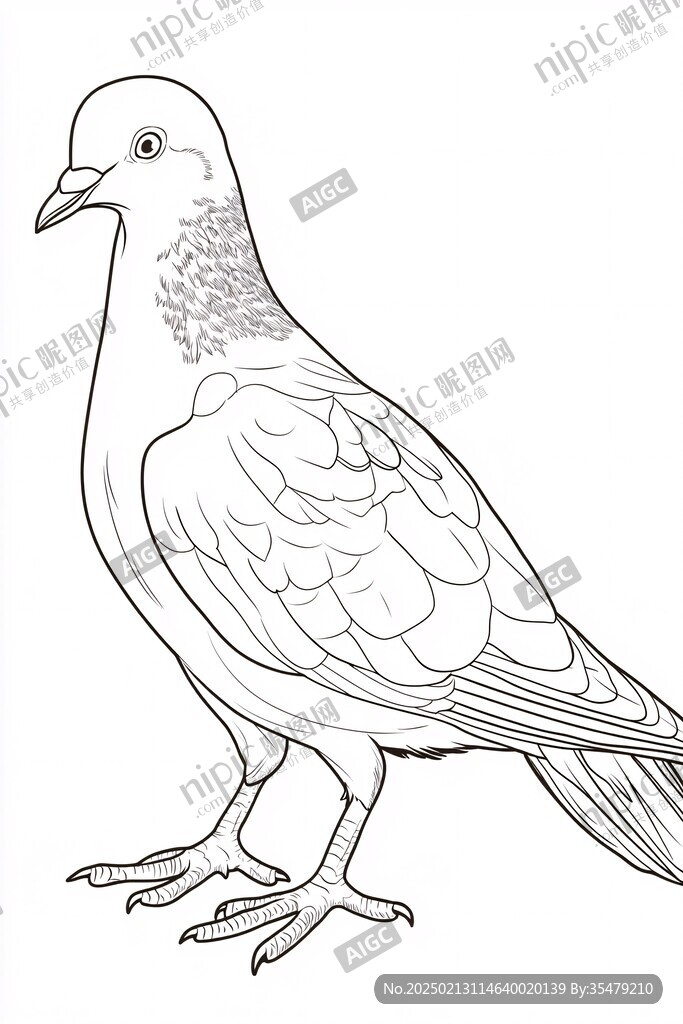鸟线稿线描图