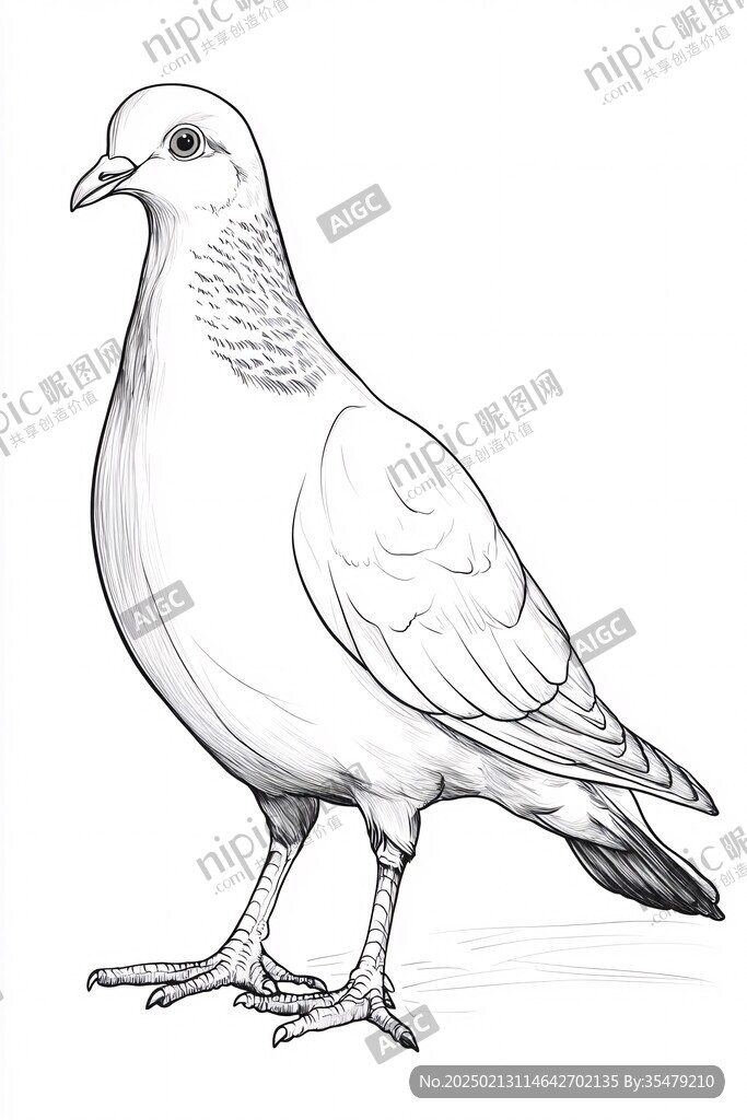 手绘双鸽