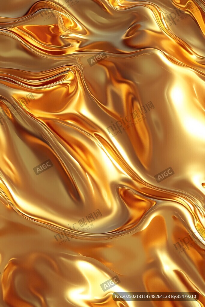 金色抽象流体纹理背景
