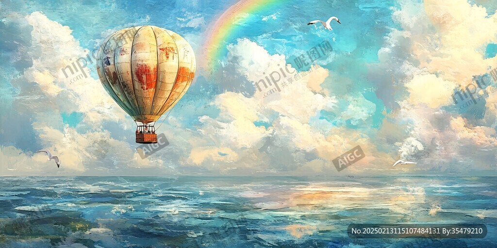 热气球插画场景