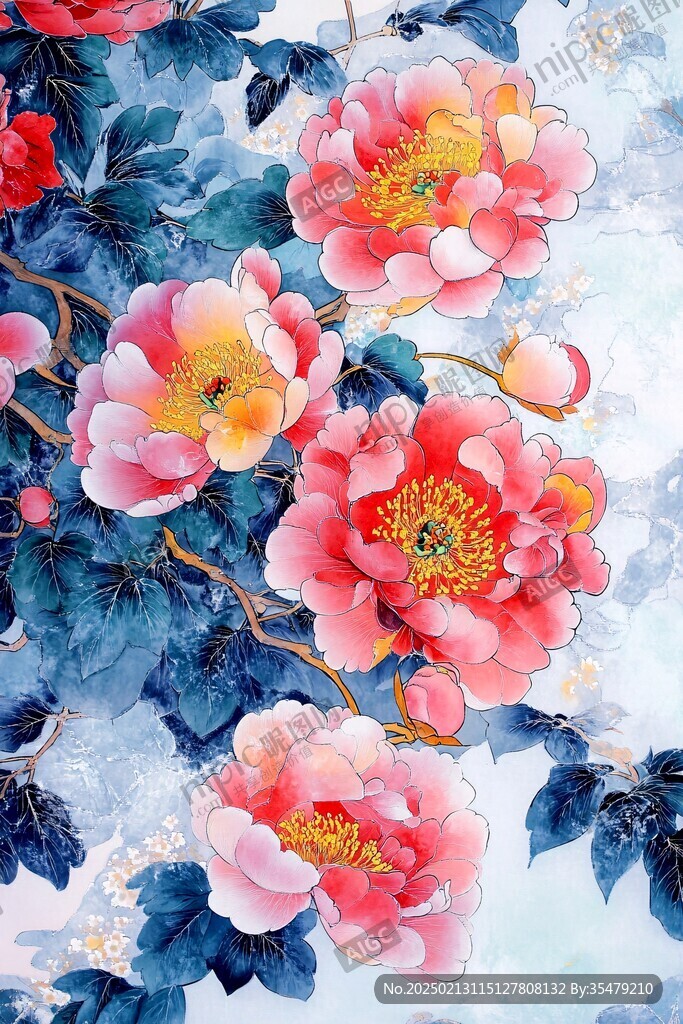 工笔牡丹花开富贵