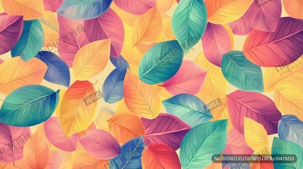 五彩树叶背景实拍